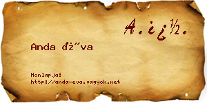 Anda Éva névjegykártya